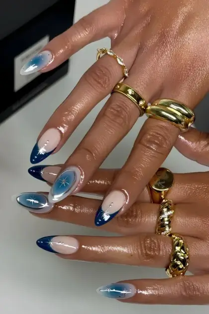 25 Long Blue Nail Designs for a Bold and Glamorous Style — GlowNailDesigns